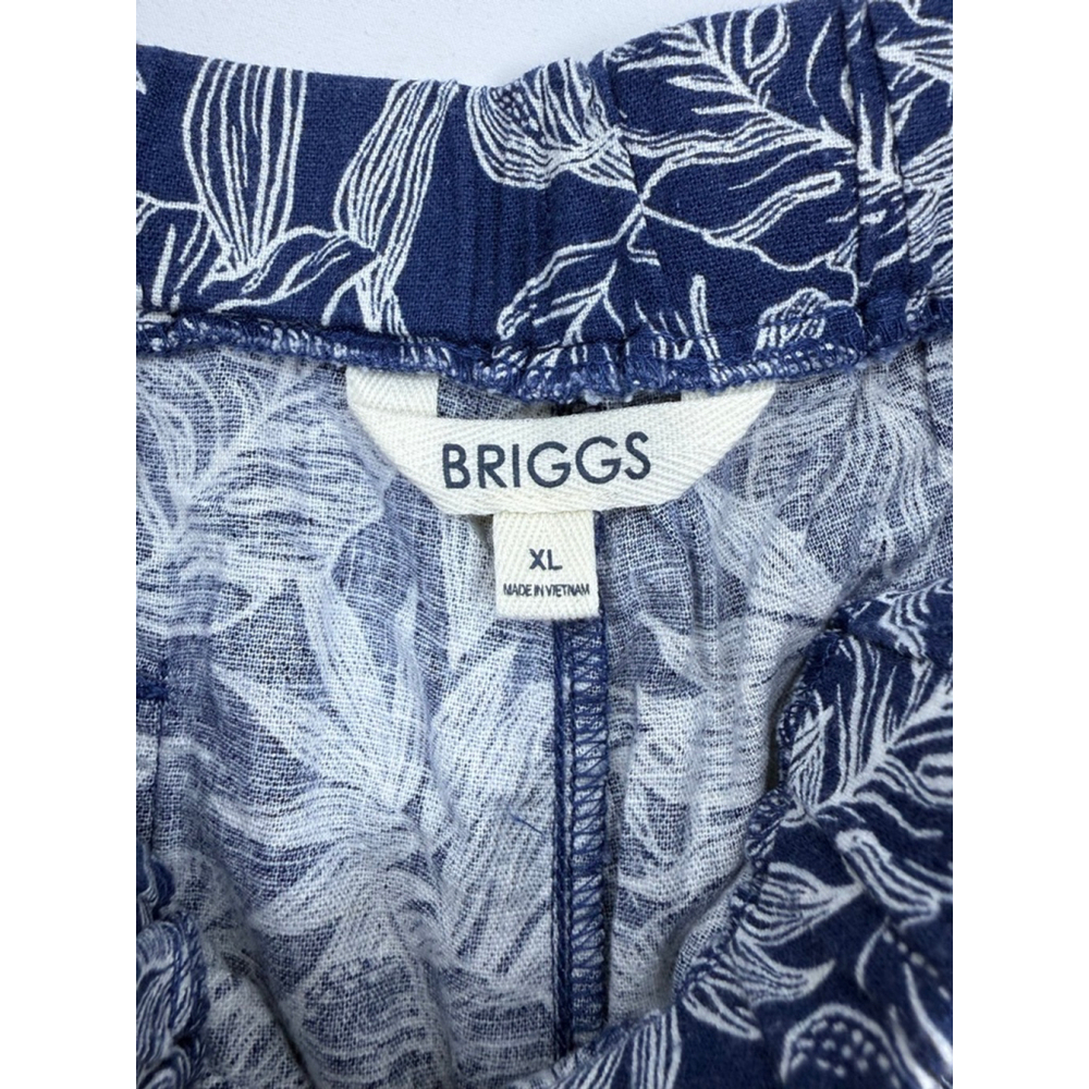 NWOT Women's BRIGGS Floral Linen Blend Shorts Blue/White Size XL - Picture 7 of 8